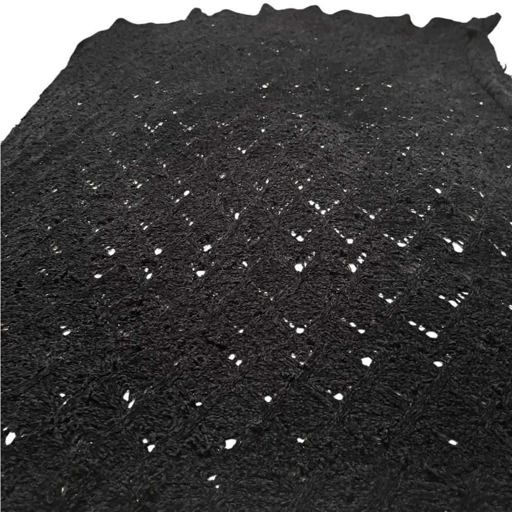 Vintage 525 America Chenille Throw in Navy. Worn.